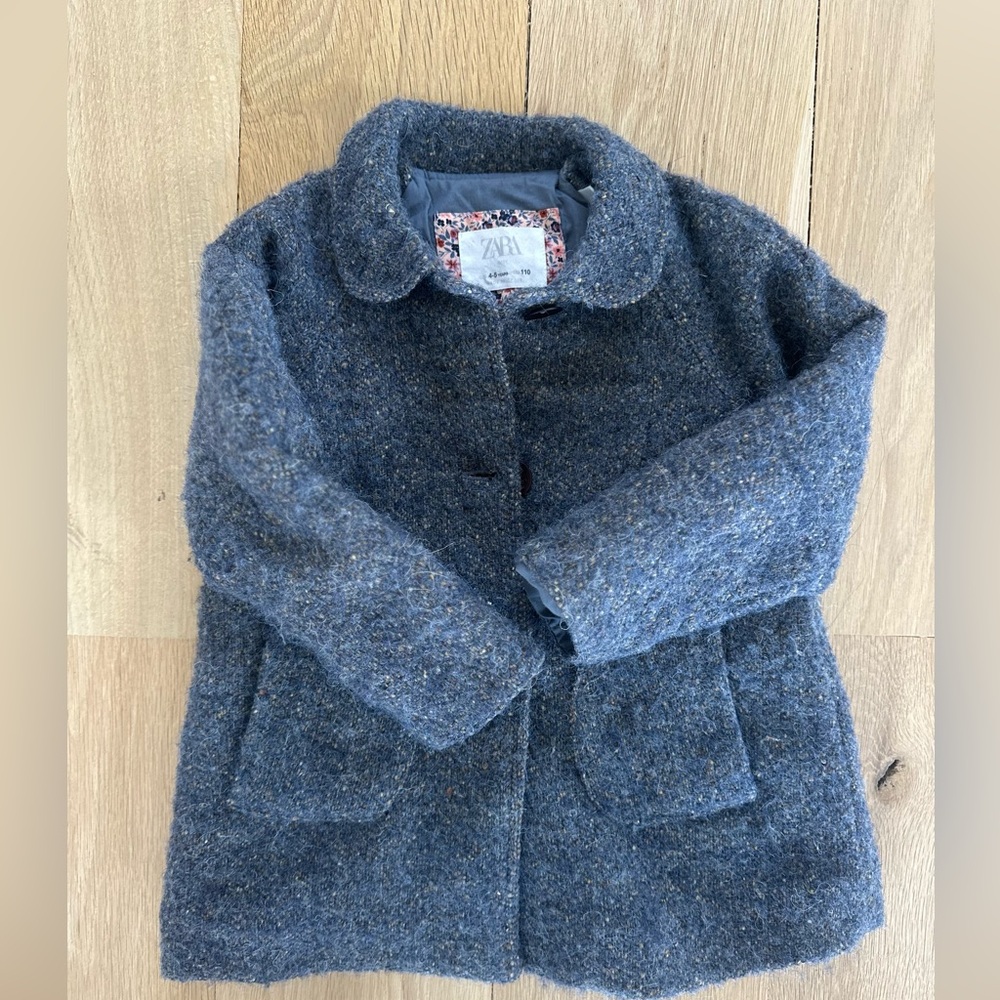 Zara Girls Charcoal Tweed Coat